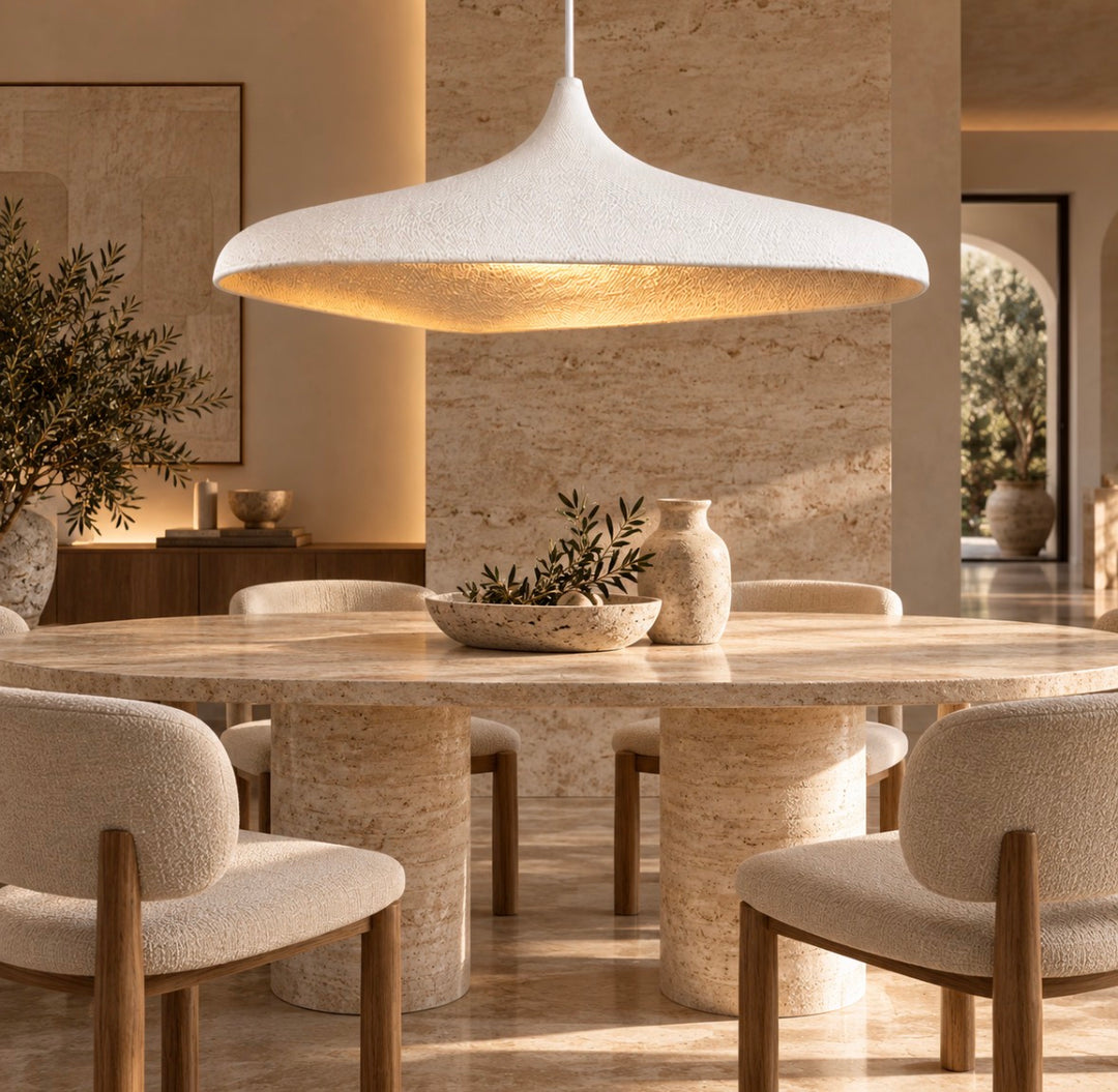 Sculptural White Organic Dome Pendant Light