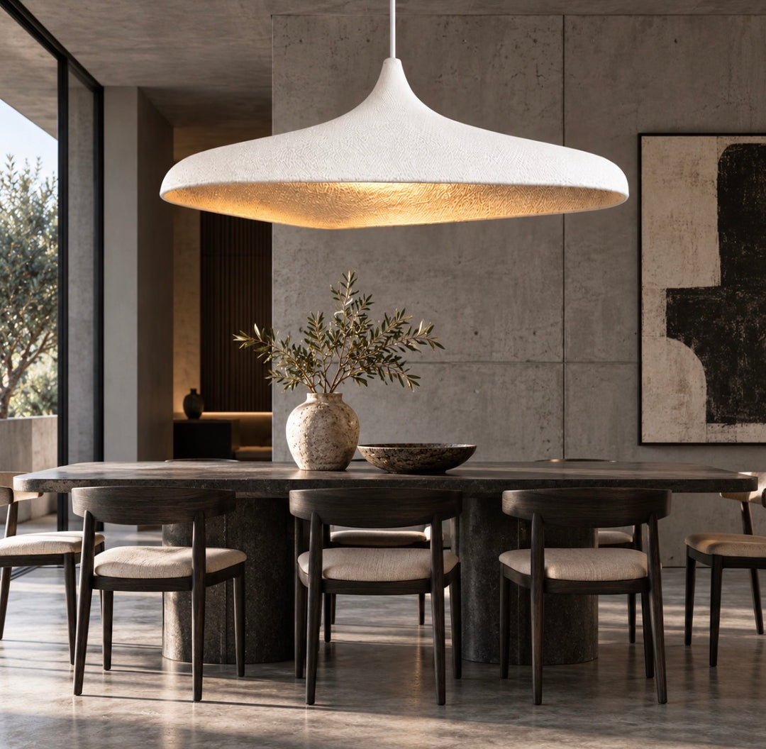 Sculptural White Organic Dome Pendant Light