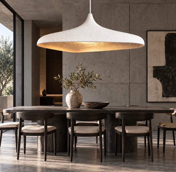 Sculptural White Organic Dome Pendant Light