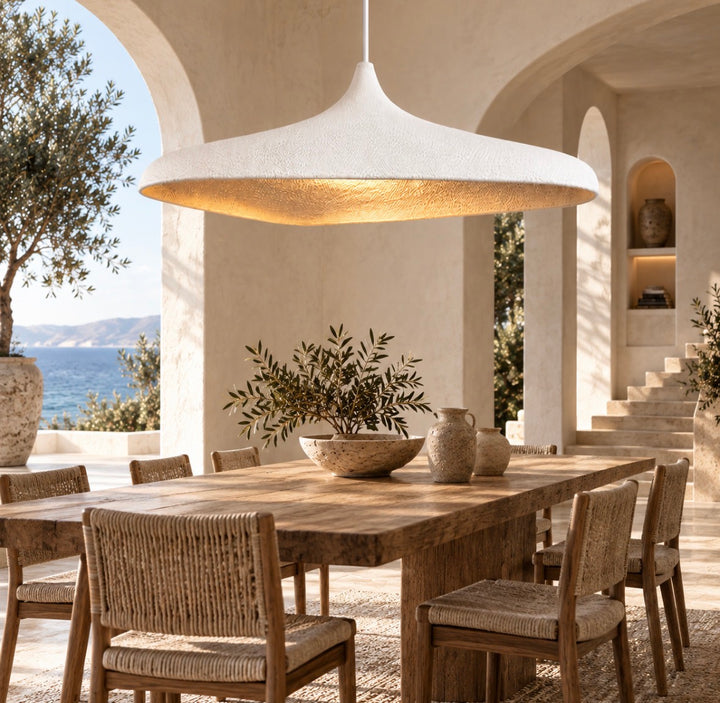 Sculptural White Organic Dome Pendant Light
