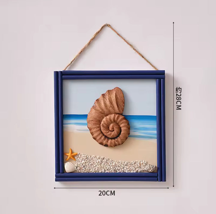 Nautical Wall Art Frames â€“ Beach Theme with Shell, Anchor, and Ship Wheel