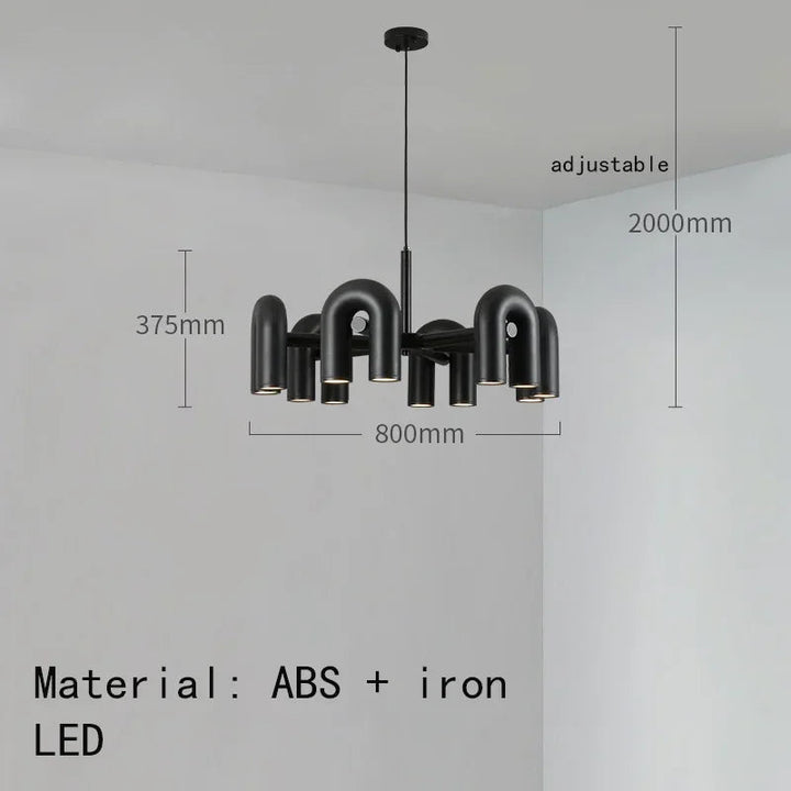 Modern Black Tube Chandelier
