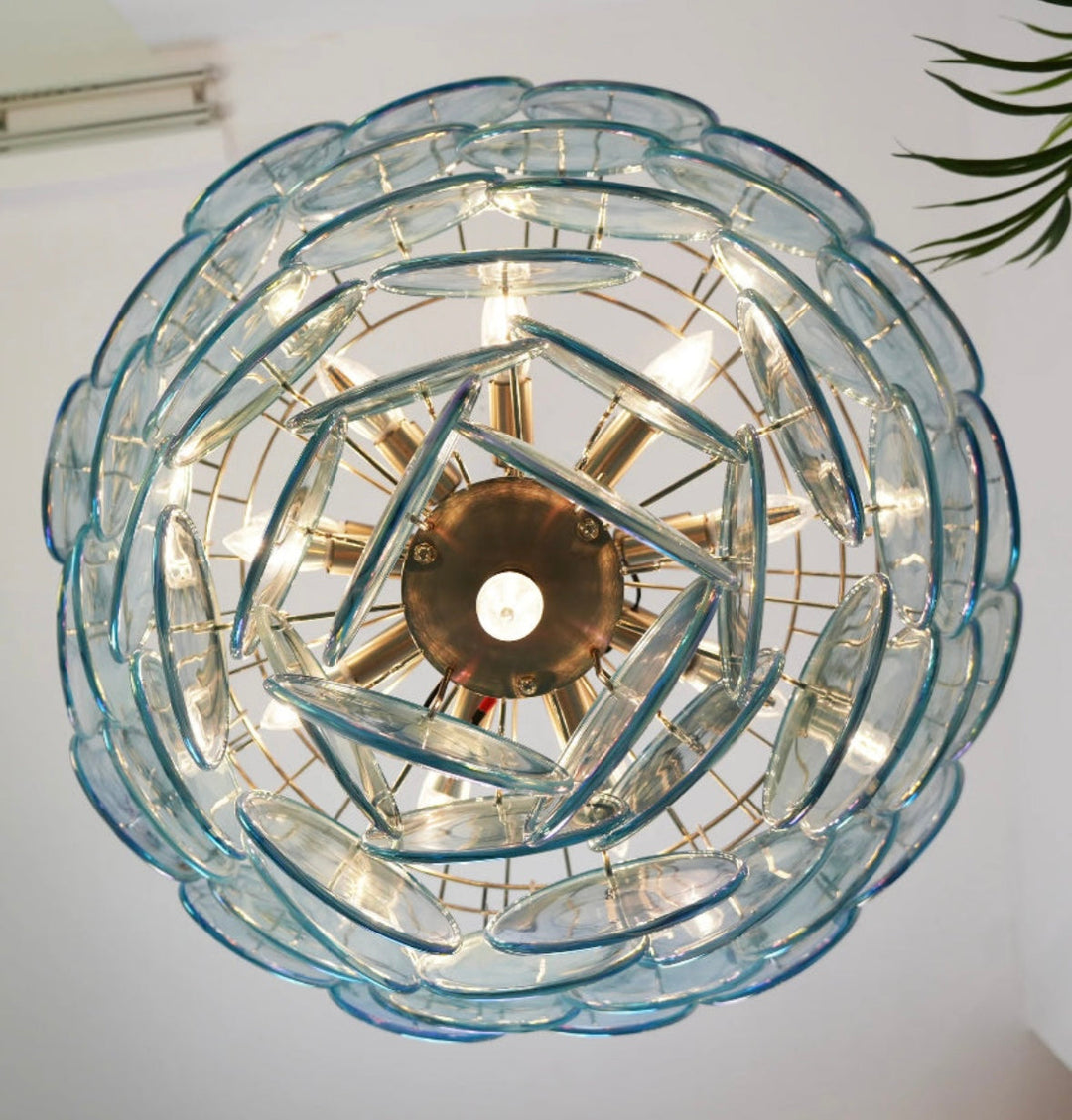 Iridescent Glass Disc Chandelier