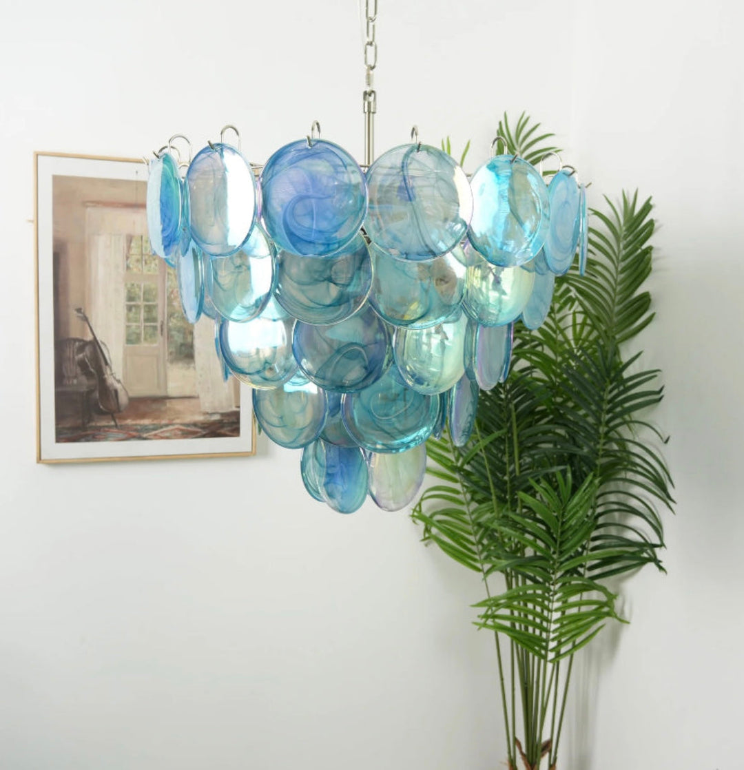 Iridescent Glass Disc Chandelier
