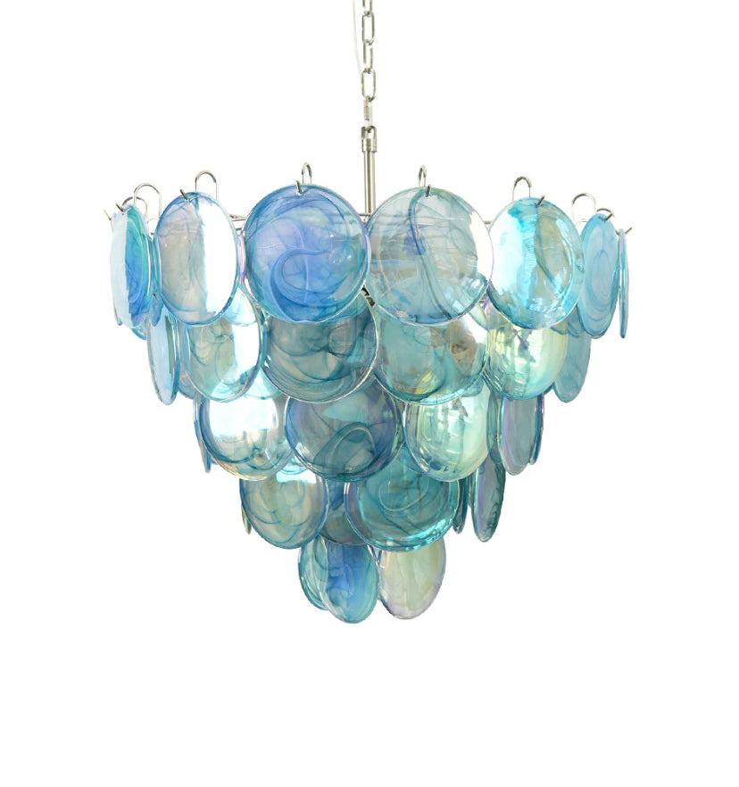 Iridescent Glass Disc Chandelier