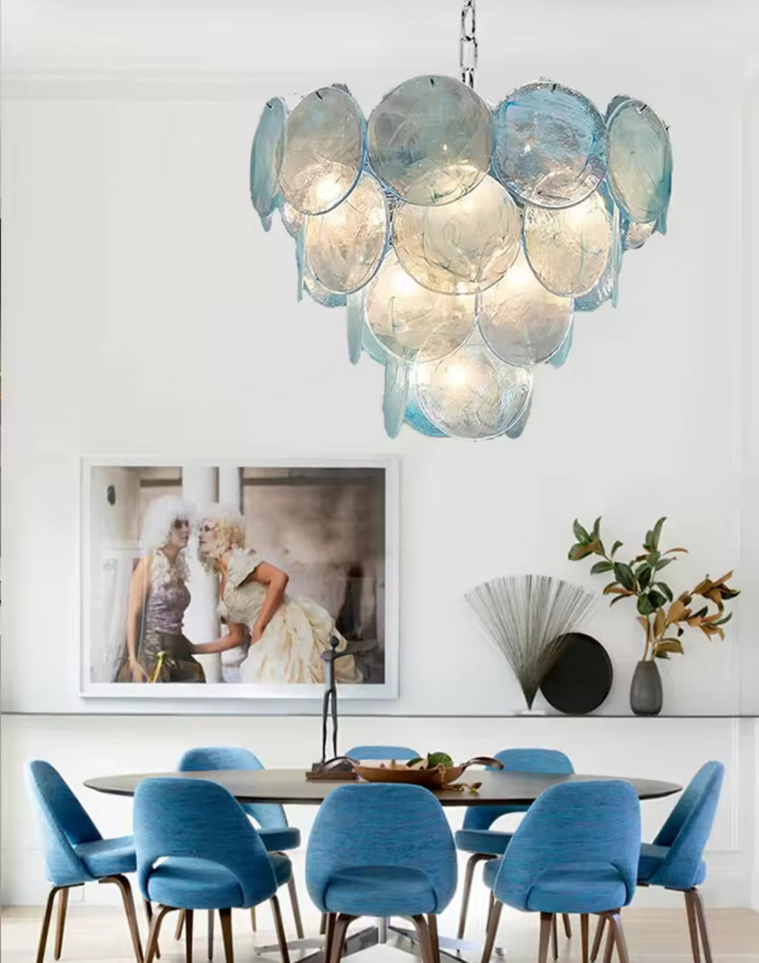 Iridescent Glass Disc Chandelier