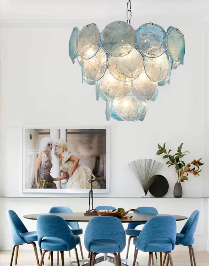 Iridescent Glass Disc Chandelier