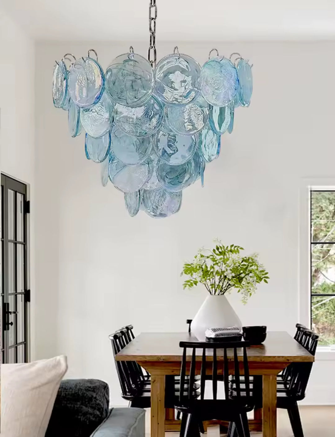 Iridescent Glass Disc Chandelier