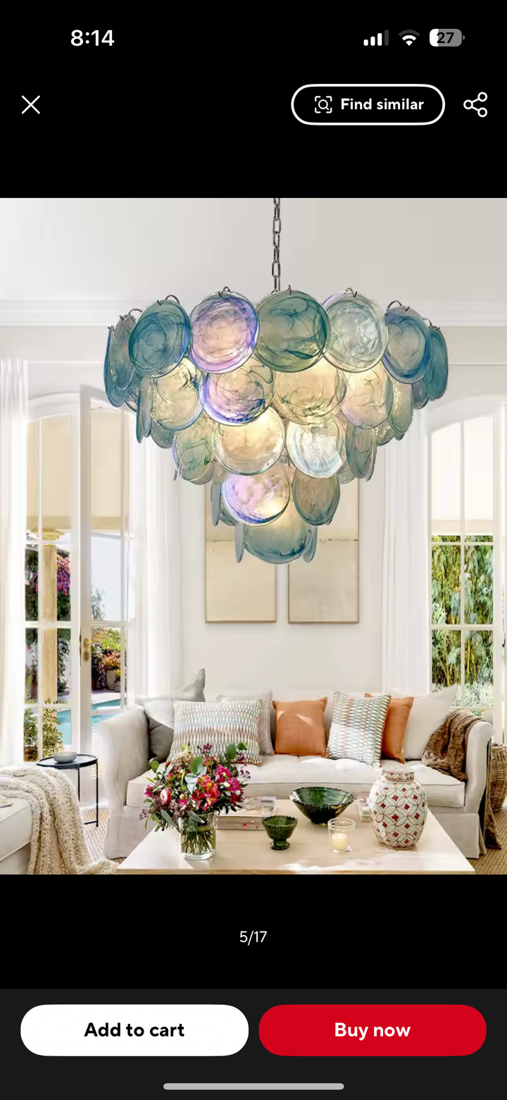 Iridescent Glass Disc Chandelier