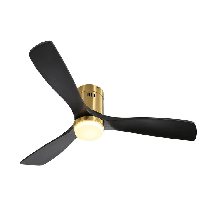 Modern Ceiling Fan with Black Blades and Gold Accents