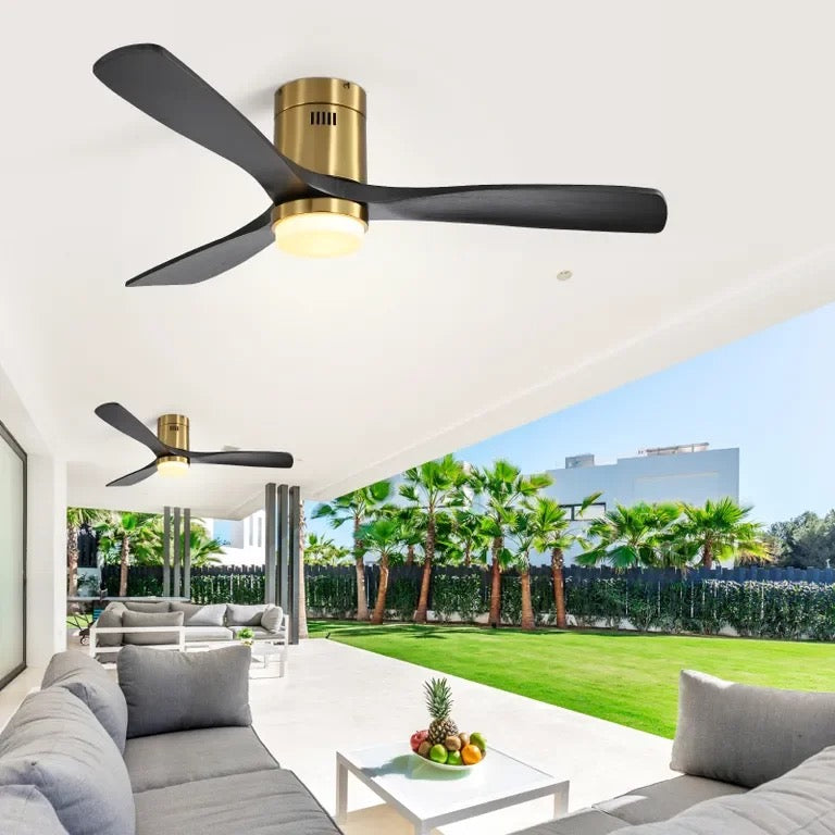 Modern Ceiling Fan with Black Blades and Gold Accents