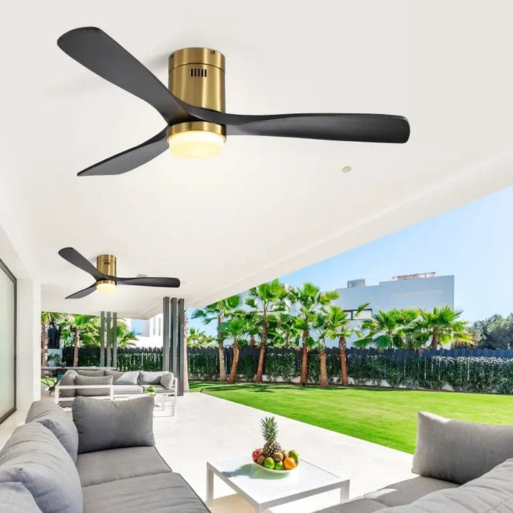 Modern Ceiling Fan with Black Blades and Gold Accents