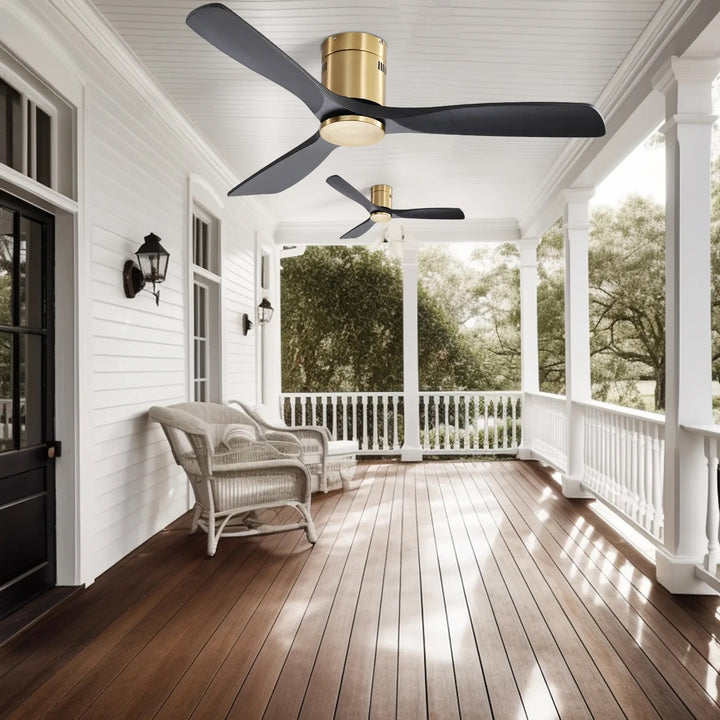 Modern Ceiling Fan with Black Blades and Gold Accents