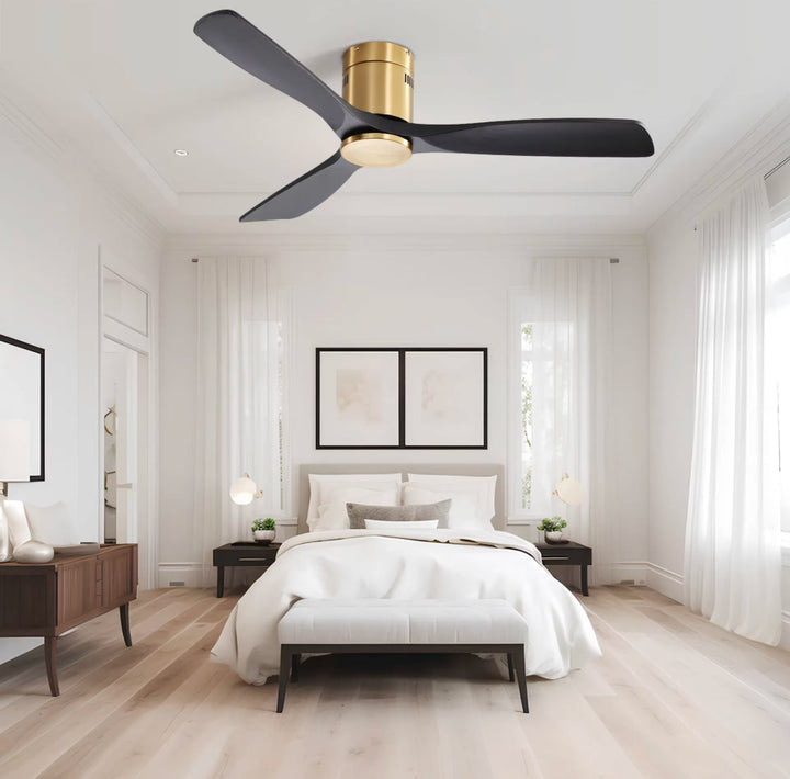 Modern Ceiling Fan with Black Blades and Gold Accents