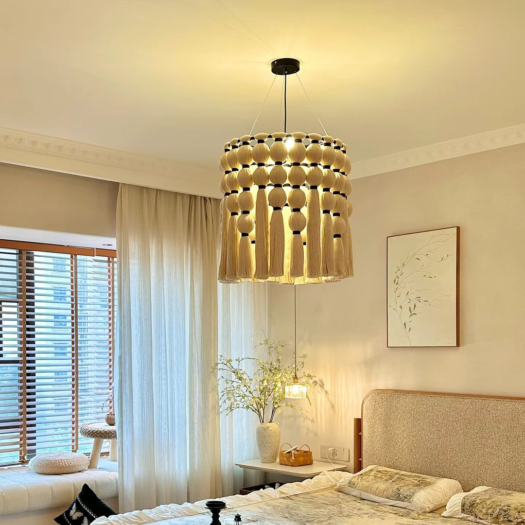 Boho Beaded Yarn Tassel Chandelier