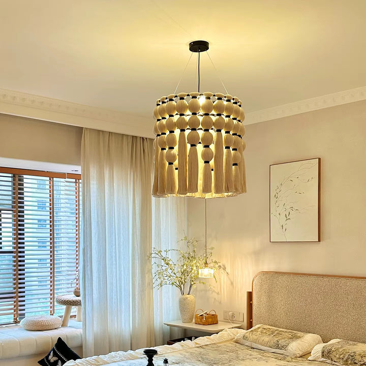 Boho Beaded Yarn Tassel Chandelier