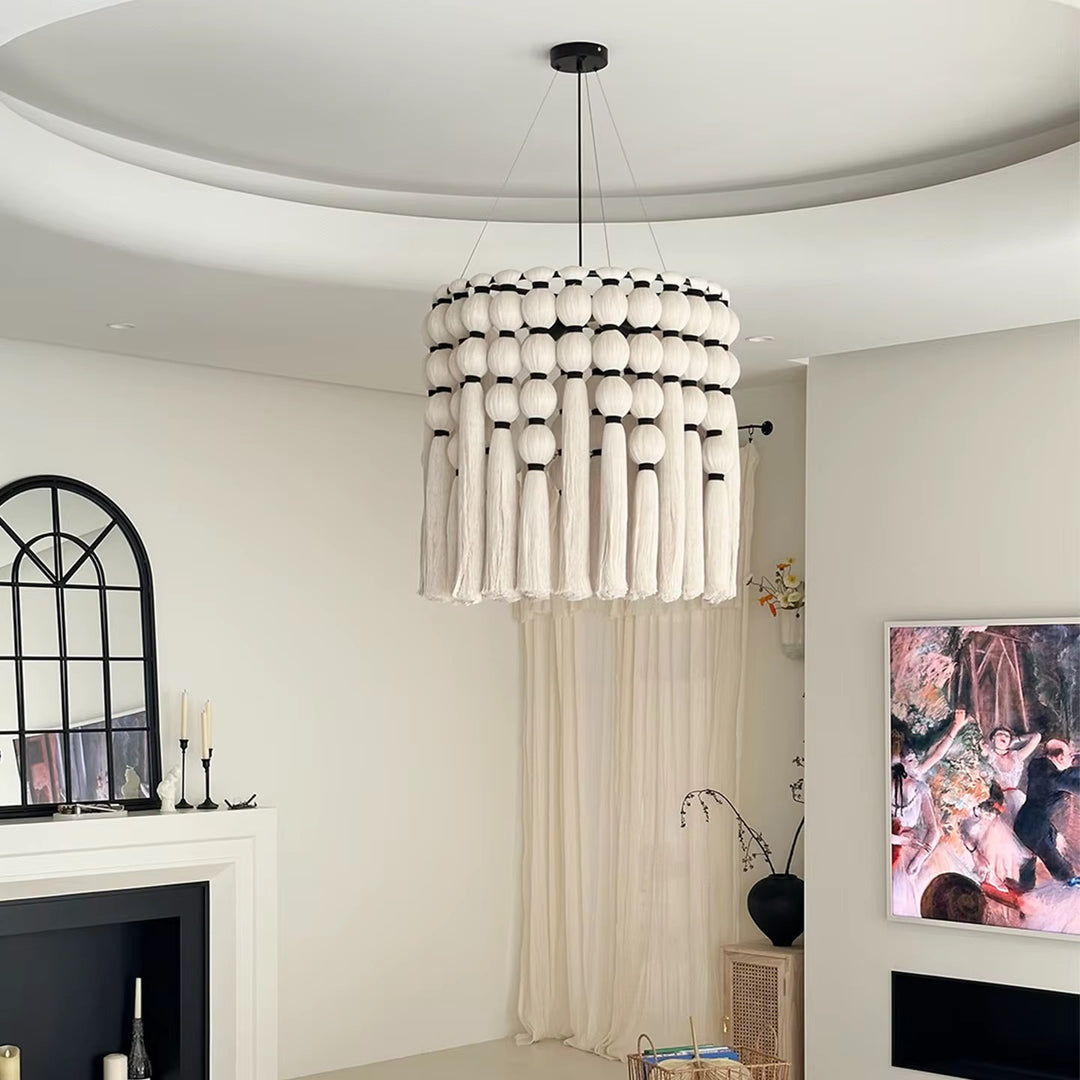 Boho Beaded Yarn Tassel Chandelier