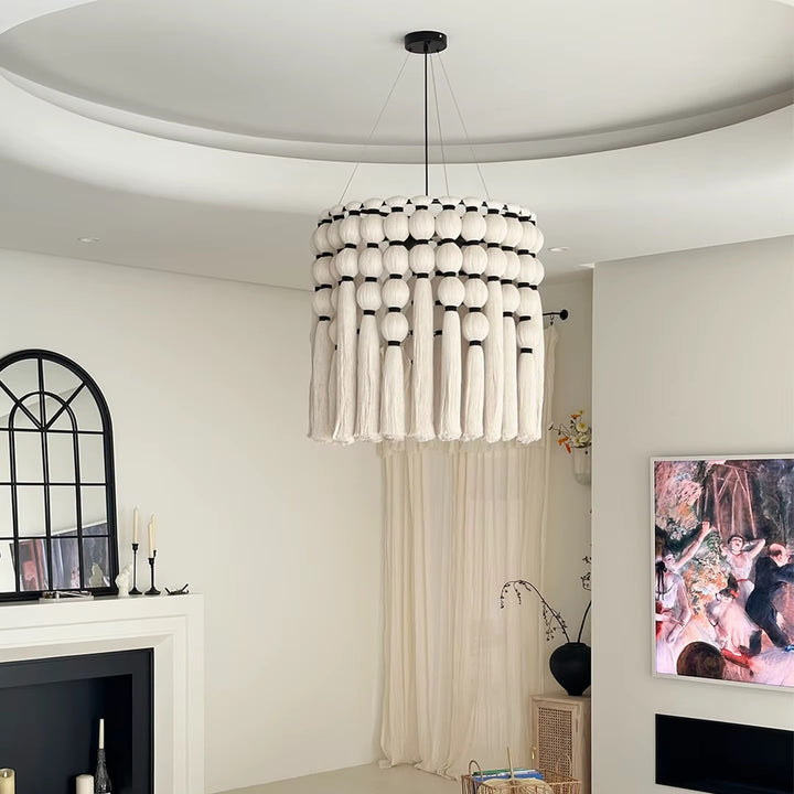 Boho Beaded Yarn Tassel Chandelier