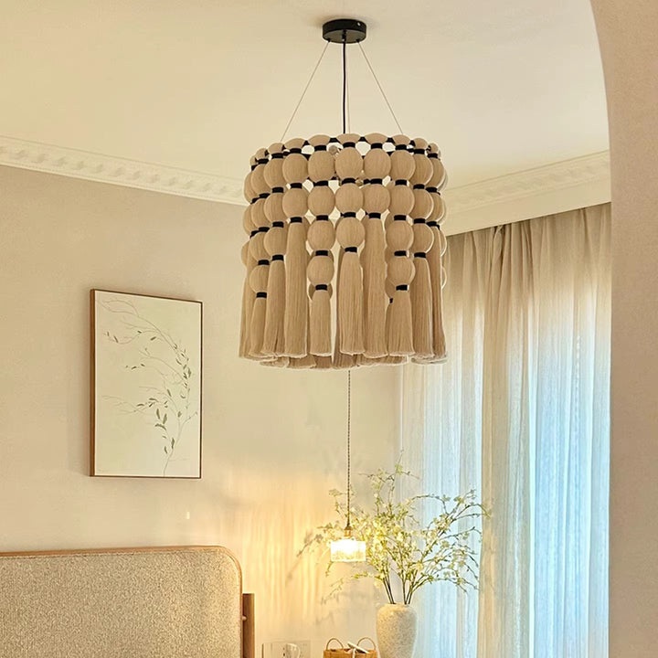 Boho Beaded Yarn Tassel Chandelier