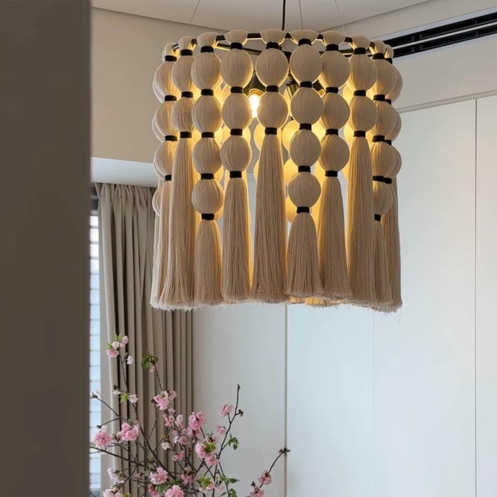 Boho Beaded Yarn Tassel Chandelier