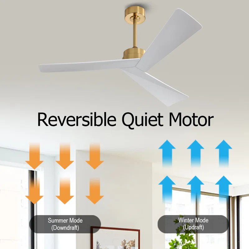 Modern Ceiling Fan with White Blades and Gold Finish