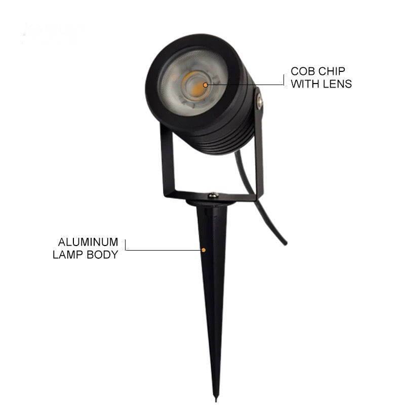 Modern Black LED Garden Spotlight - Adjustable Outdoor Light