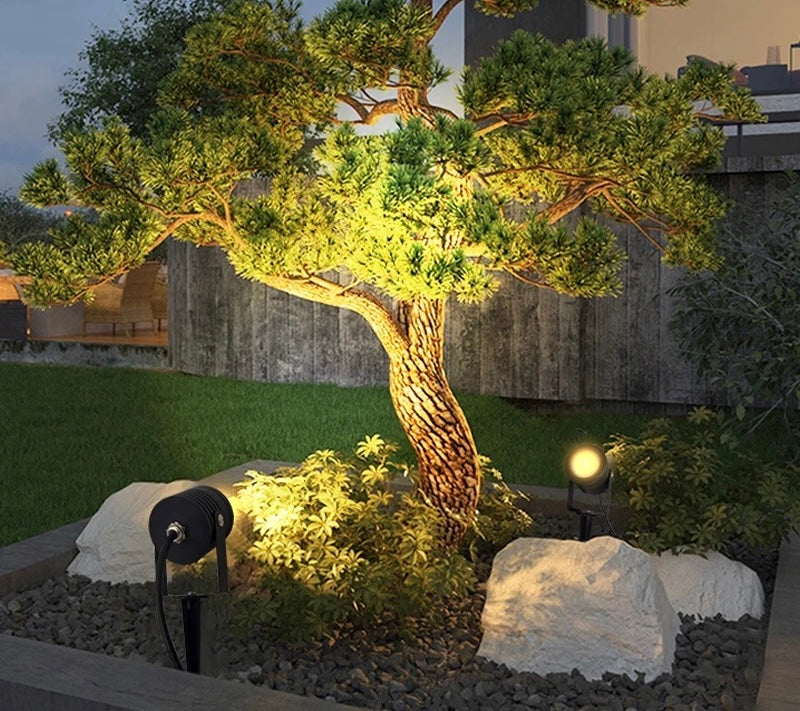 Modern Black LED Garden Spotlight - Adjustable Outdoor Light