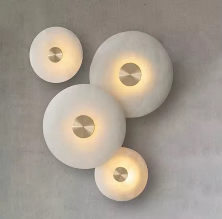 Modern Marble & Brass Wall Light - Round Design 25 cm