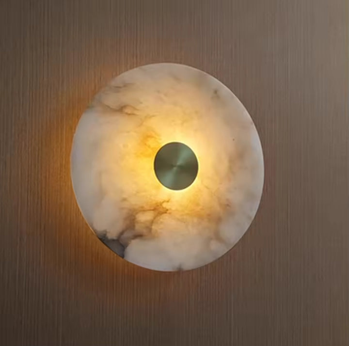 Modern Marble & Brass Wall Light - Round Design 25 cm