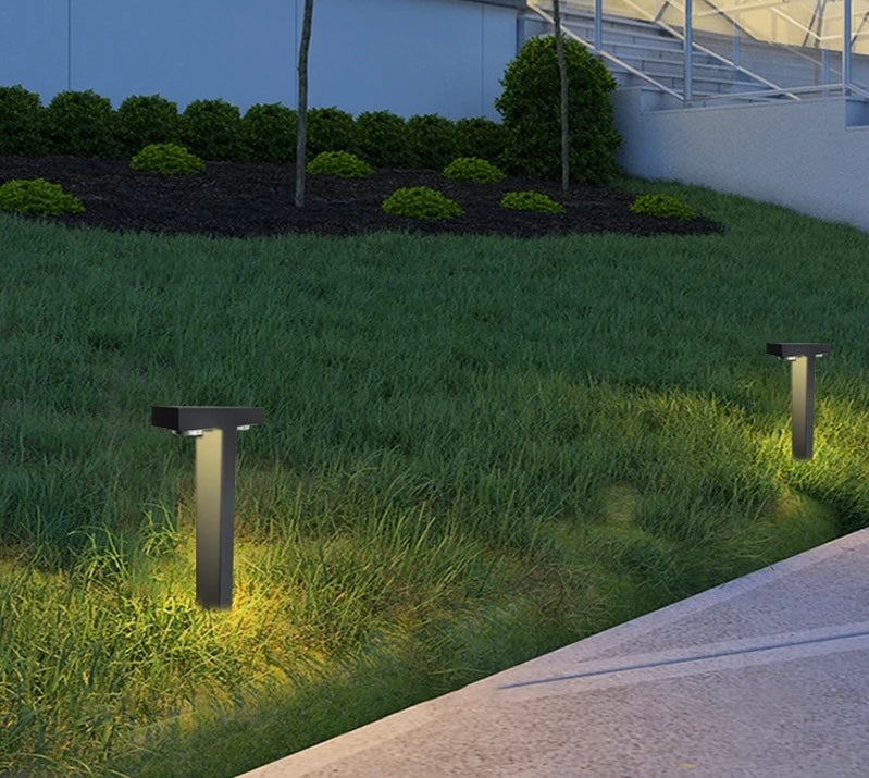 Modern Black T-Shaped LED Bollard Light - Outdoor Pathway Lighting