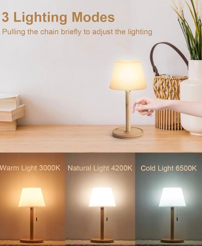 Wooden Rechargeable Table Lamp