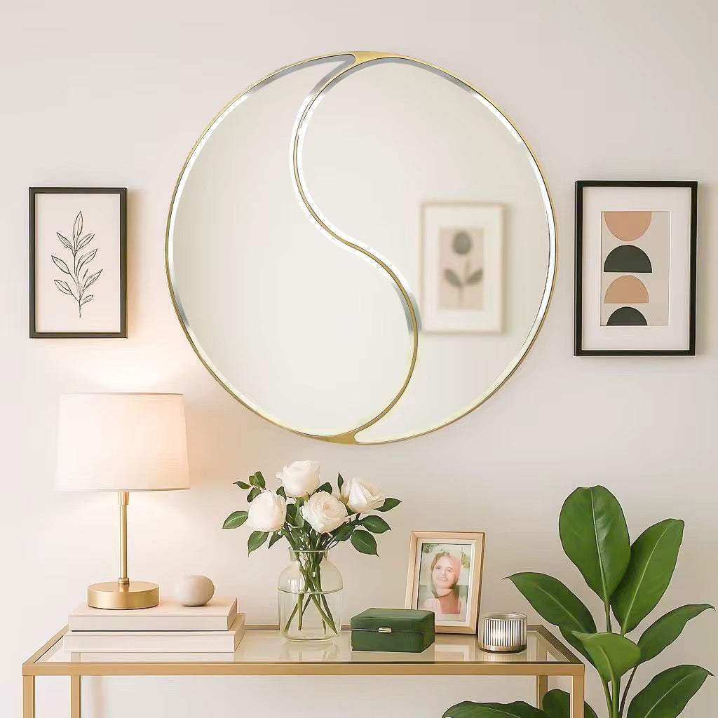 Yin Yang Decorative Wall Mirror with Black Frame