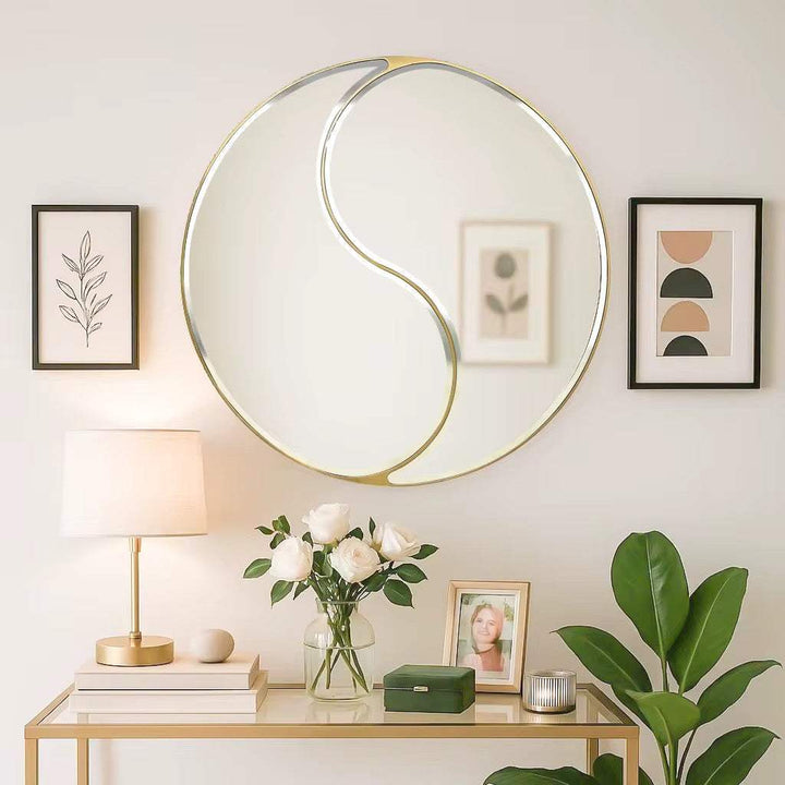 Yin Yang Decorative Wall Mirror with Black Frame