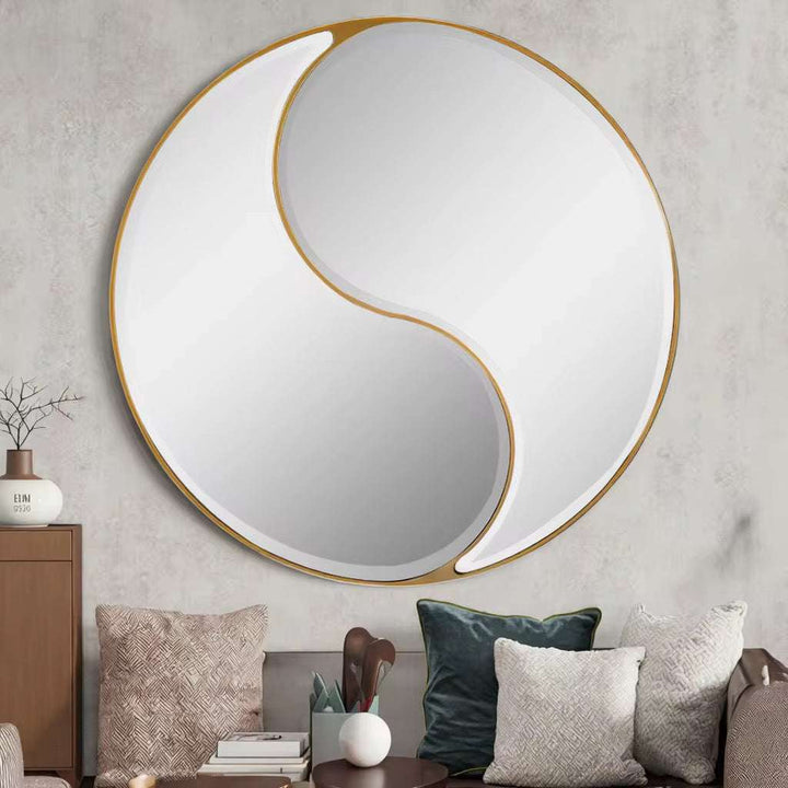 Yin Yang Decorative Wall Mirror with Black Frame