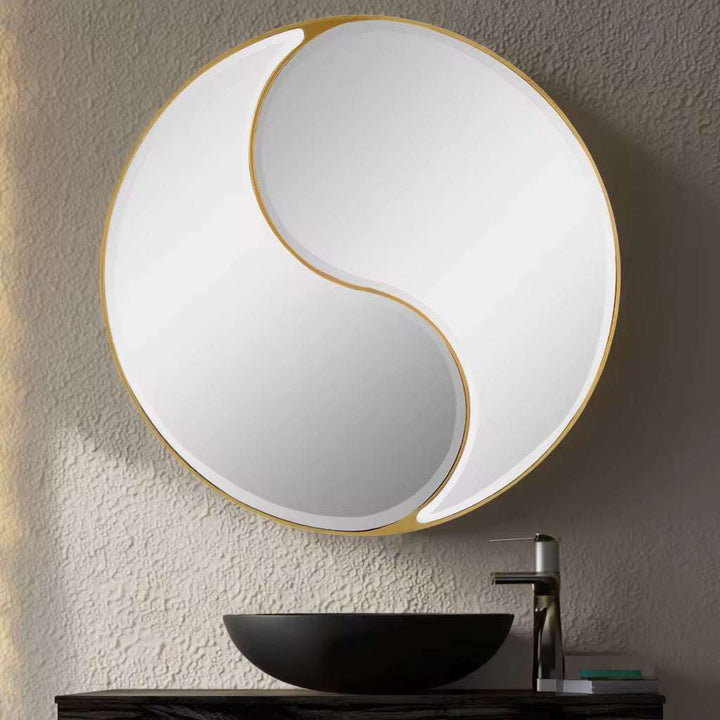 Yin Yang Decorative Wall Mirror with Black Frame