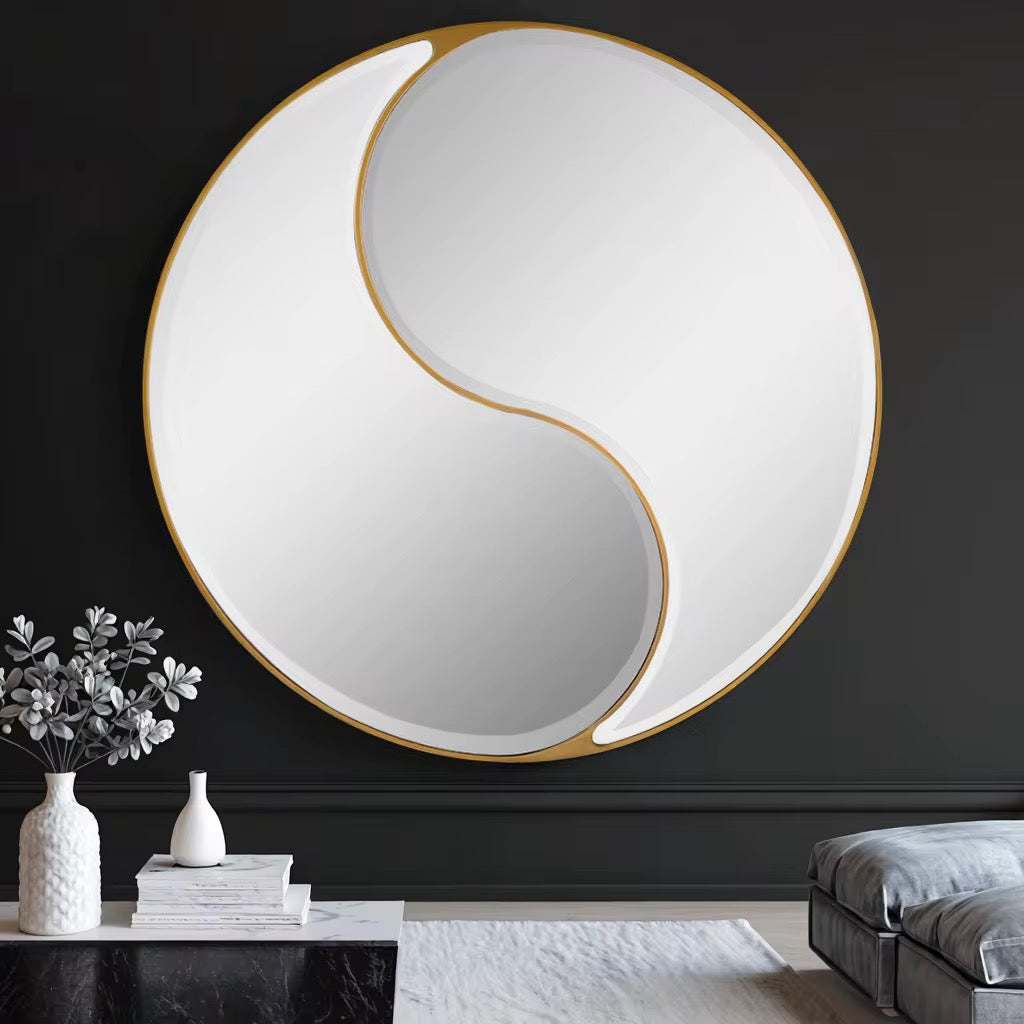Yin Yang Decorative Wall Mirror with Black Frame