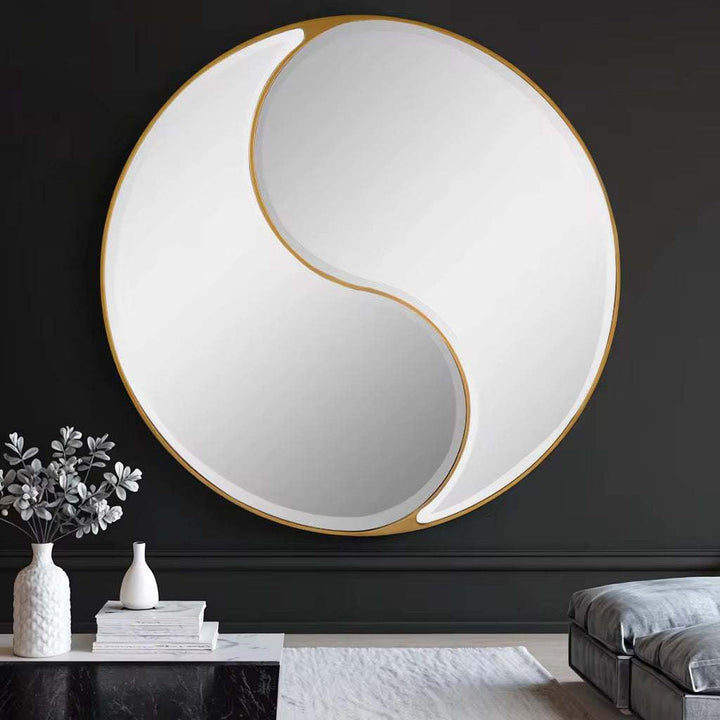 Yin Yang Decorative Wall Mirror with Black Frame