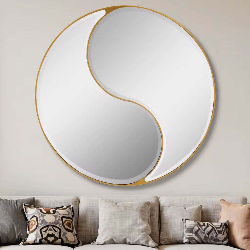 Yin Yang Decorative Wall Mirror with Black Frame