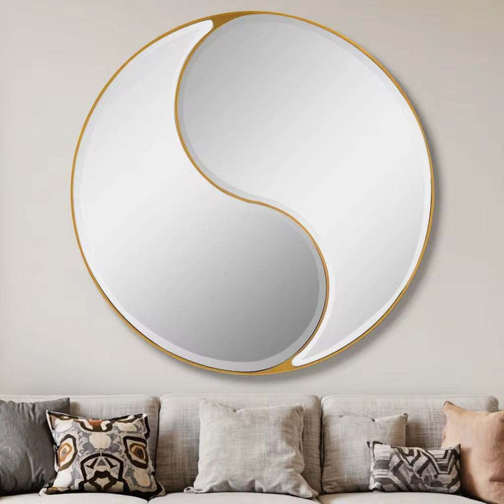 Yin Yang Decorative Wall Mirror with Black Frame