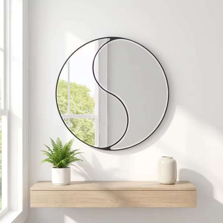 Yin Yang Decorative Wall Mirror with Black Frame