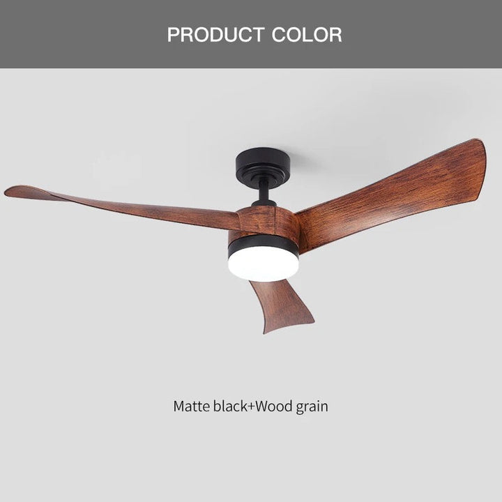 Contemporary Ceiling Fan with Rich Wooden Blades and LED Light