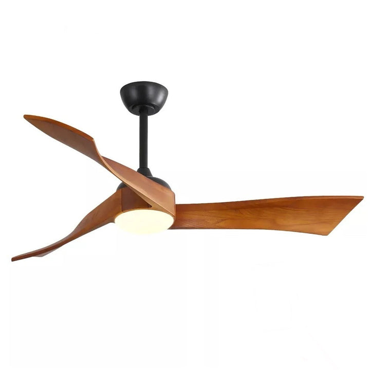 Contemporary Ceiling Fan with Rich Wooden Blades and LED Light