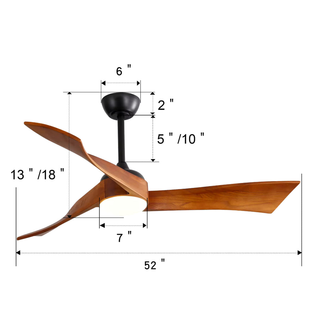 Contemporary Ceiling Fan with Rich Wooden Blades and LED Light