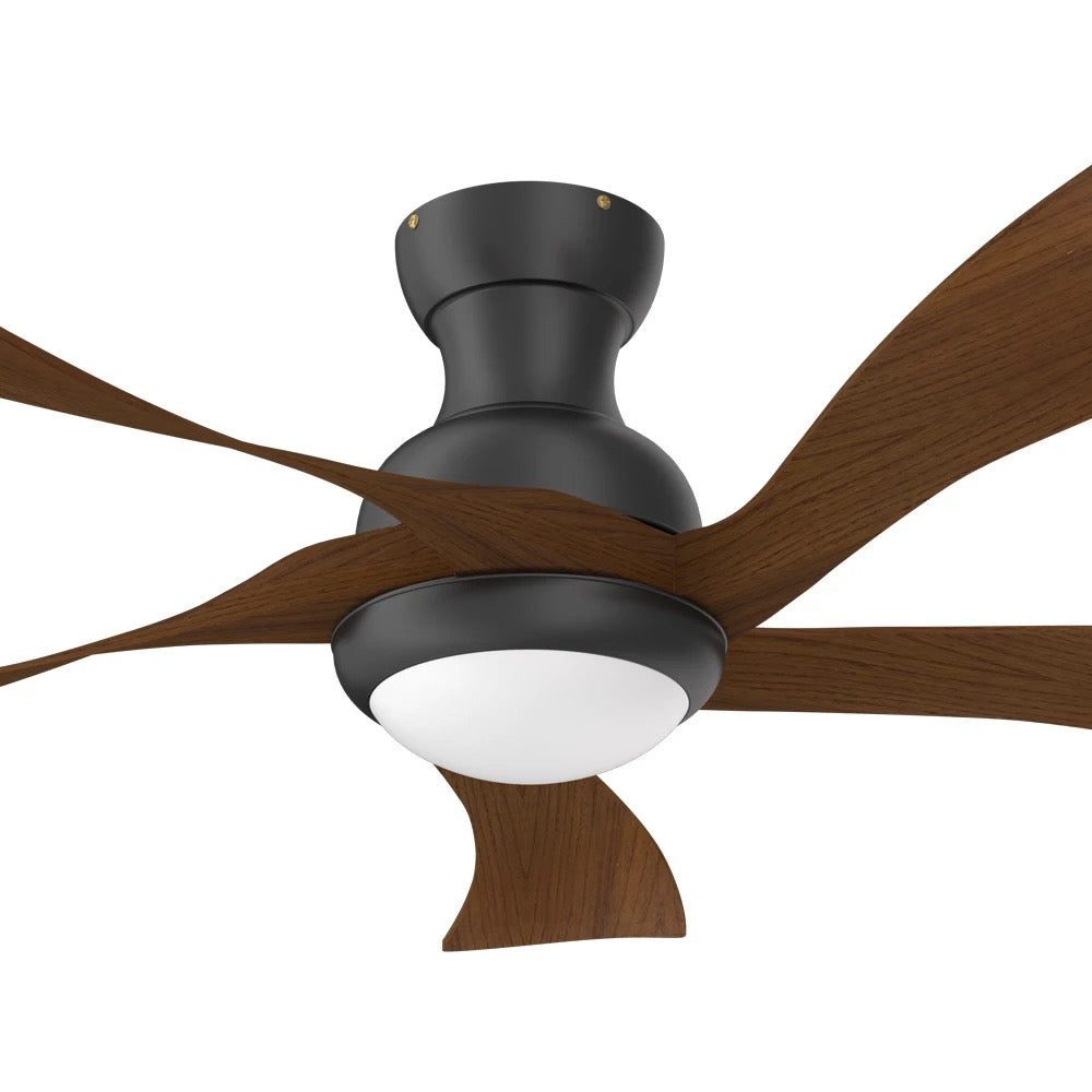 Modern Ceiling Fan with Walnut Wood Blades and LED Light