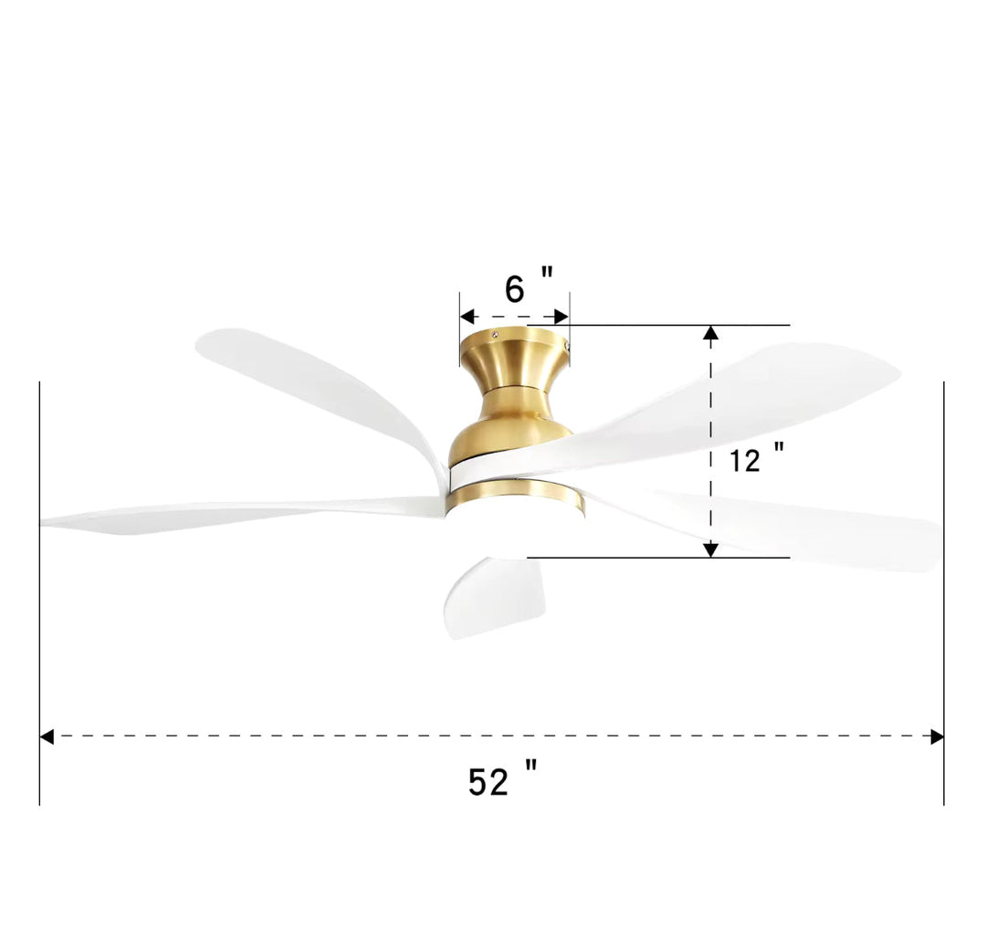 Elegant Ceiling Fan with White Blades and Gold Accents