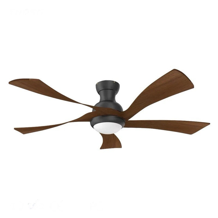 Modern Ceiling Fan with Walnut Wood Blades and LED Light