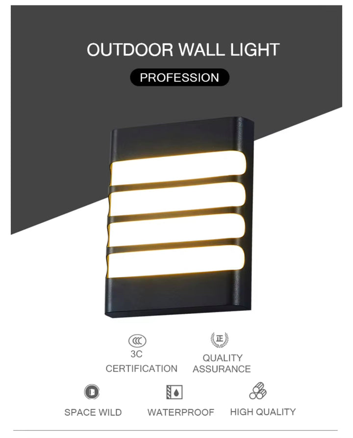 Set of Modern Black and White LED Outdoor Wall Lights