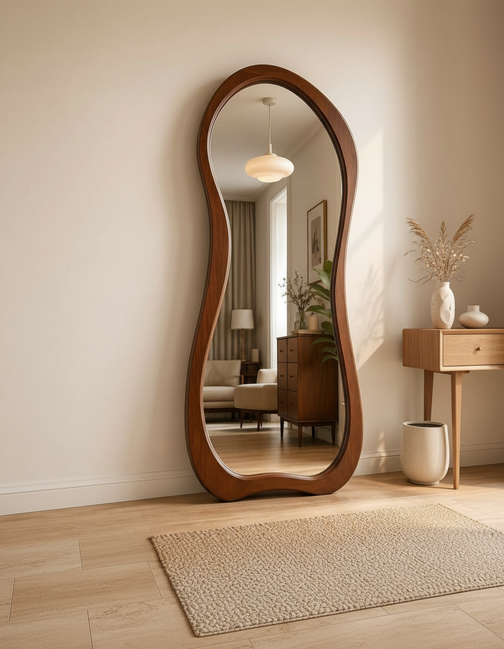 Mirror with Wooden Frame - Stand or Hang 180x80