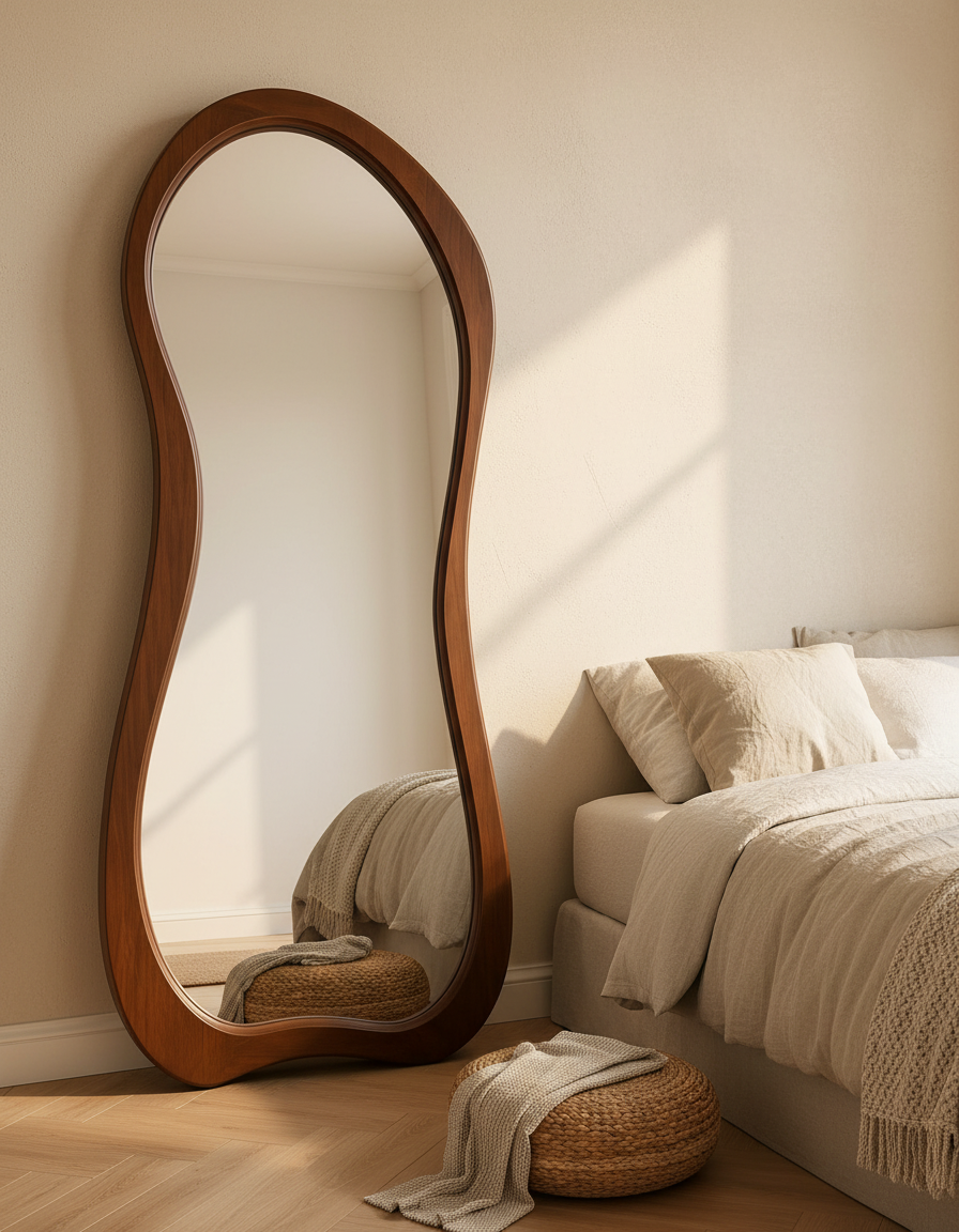 Mirror with Wooden Frame - Stand or Hang 180x80