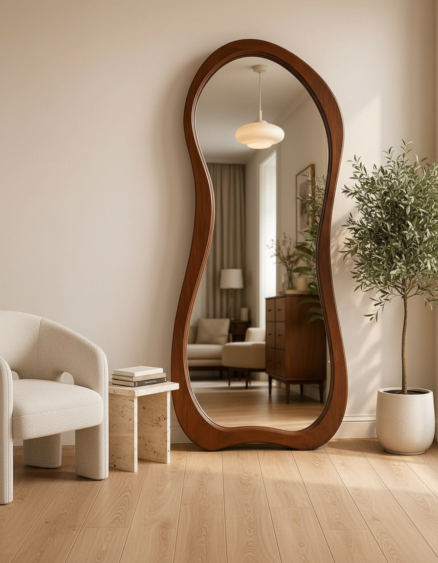 Mirror with Wooden Frame - Stand or Hang 180x80